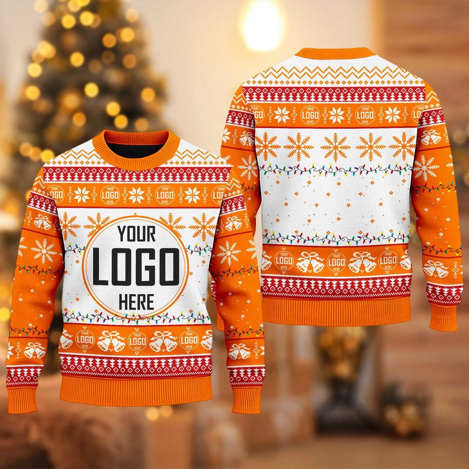 Custom Your Logo Ugly Christmas Sweater, Personalized Company Logo Xmas Sweatshirt - Image 6