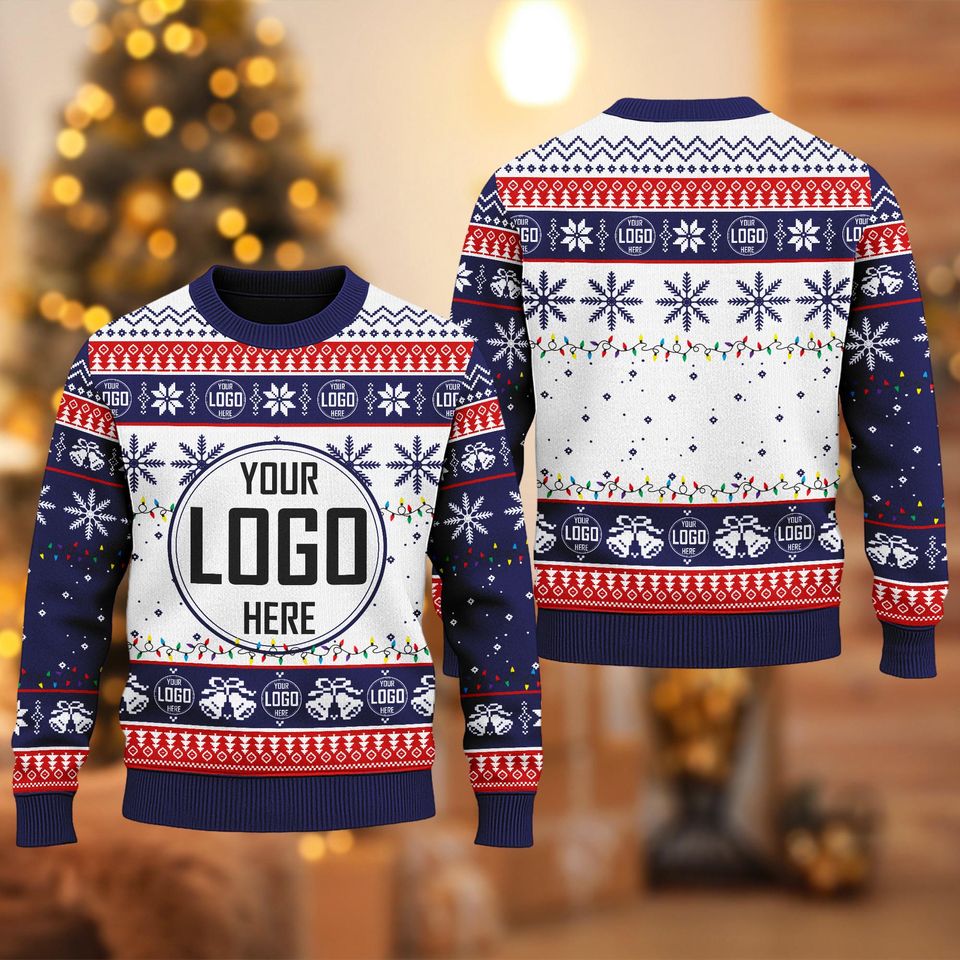 Custom Your Logo Ugly Christmas Sweater, Personalized Company  Logo Xmas Sweatshirt