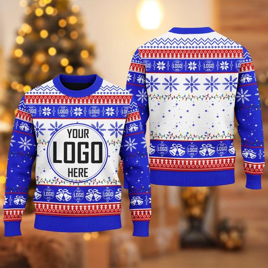 Custom Your Logo Ugly Christmas Sweater, Personalized Company Logo Xmas Sweatshirt - Image 19