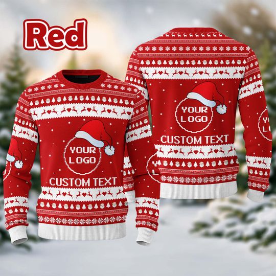 Custom Your Logo Ugly Sweater Your Business Logo Brand Logo Front and Back Logo Sweater - Image 13