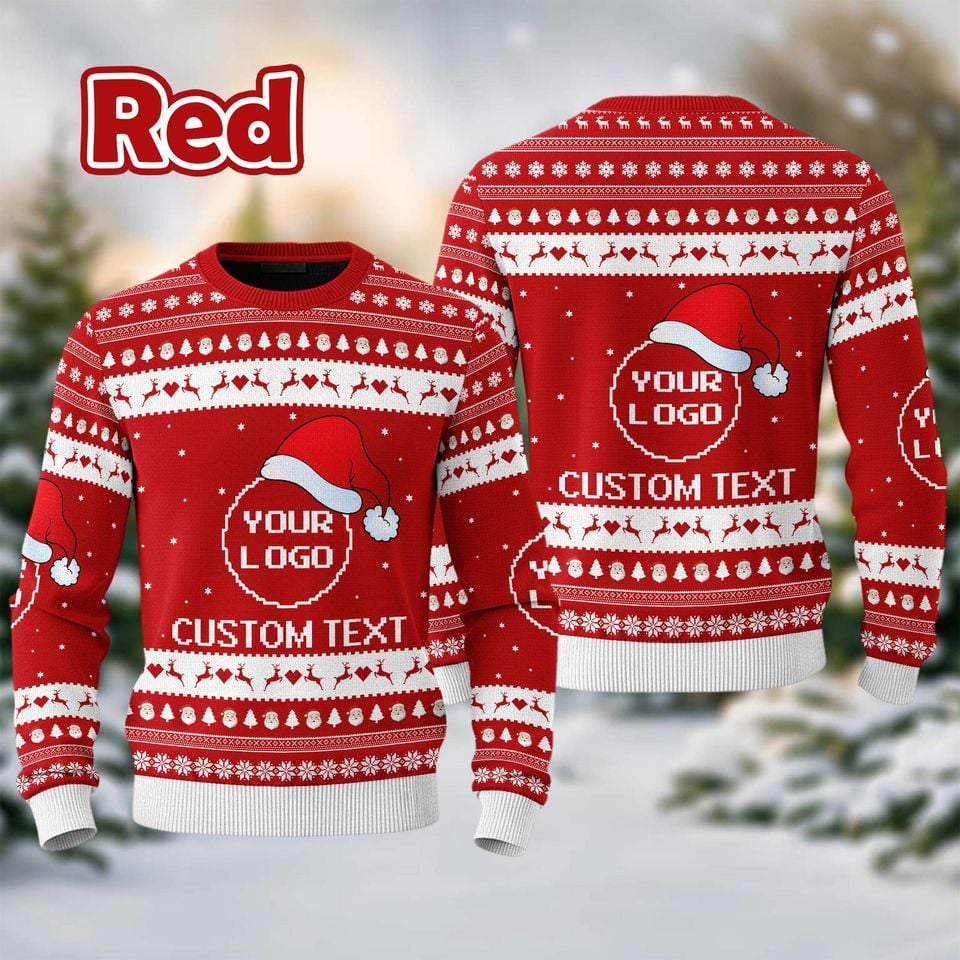 Custom Your Logo Ugly Sweater Your Business Logo Brand Logo Front and Back Logo Sweater - Image 3