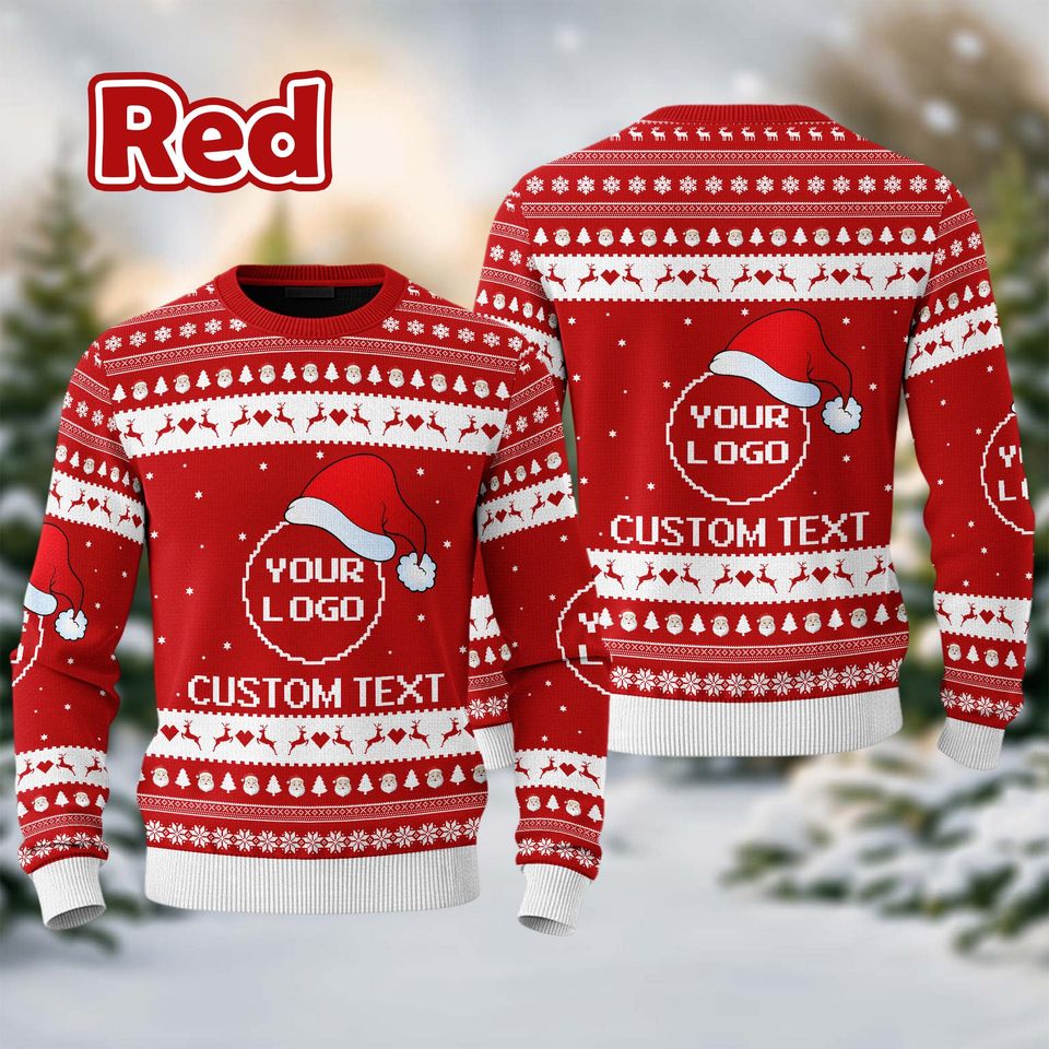 Custom Your Logo Ugly Sweater Your Business Logo Brand Logo Front and Back Logo Sweater Your Design Here - Image 4