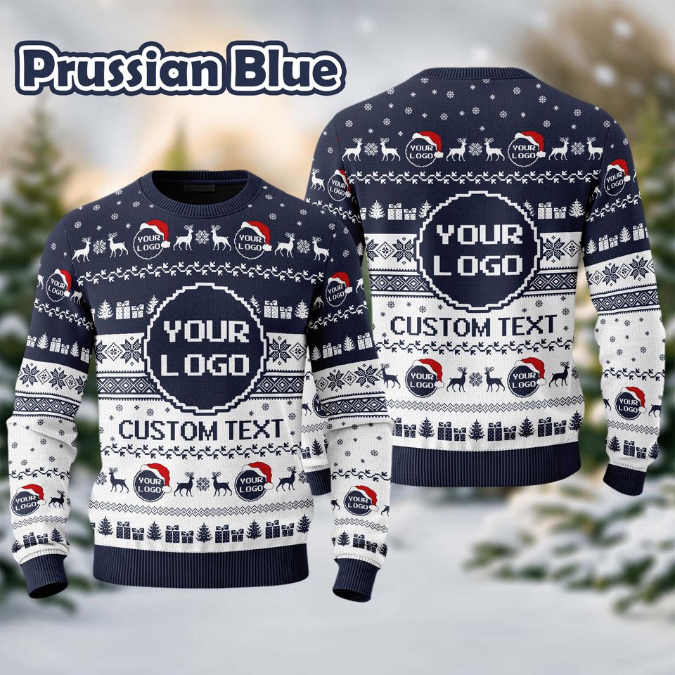 Custom Your Logo Ugly Sweater Your Business Logo Brand Logo Front and Back Logo Sweater Your Design Here Team - Image 3