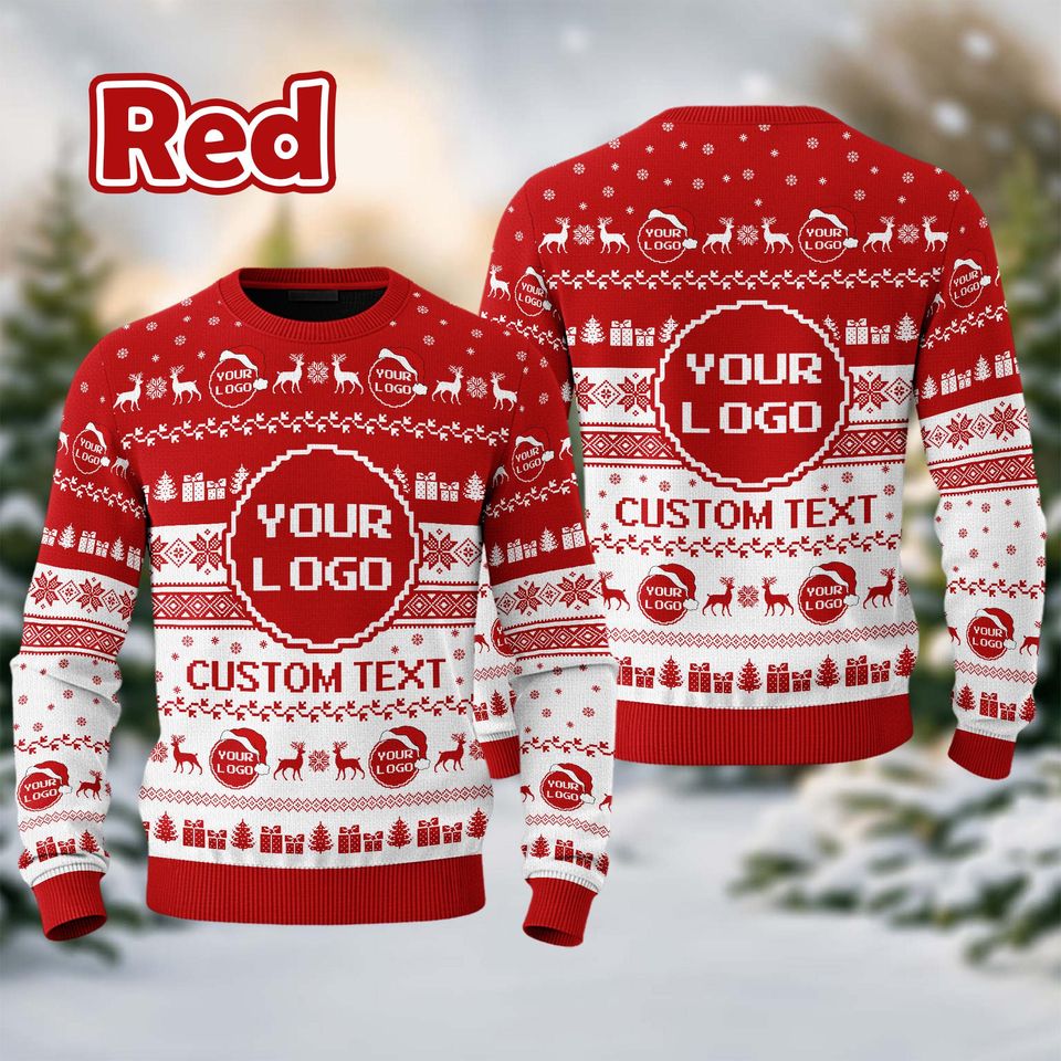 Custom Your Logo Ugly Sweater Your Business Logo Brand Logo Front and Back Logo Sweater Your Design Here Team - Image 4