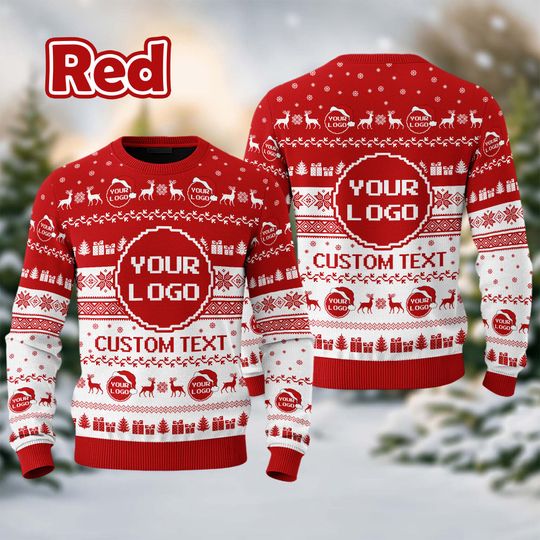 Custom Your Logo Ugly Sweater Your Business Logo Brand Logo Front and Back Logo Sweater Your Design Here Team - Image 12
