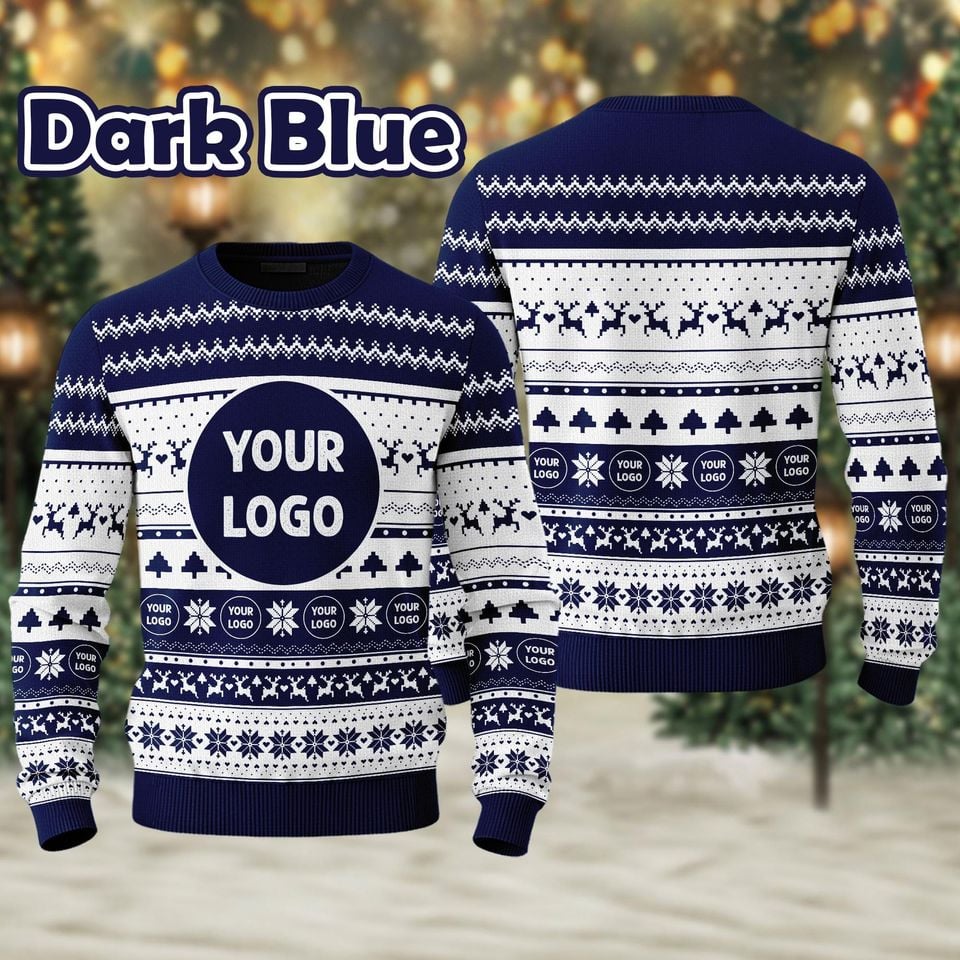 Custom Your Logo Ugly Sweater, Your Business Logo Brand Logo Front and Back Logo Sweatshirt - Image 4