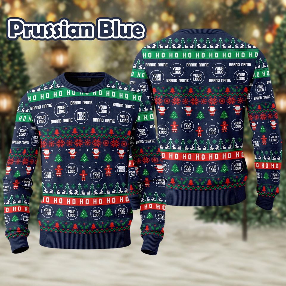 Custom Your Logo Ugly Sweater, Your Business Logo Brand Logo Front and Back Logo SweatShirt