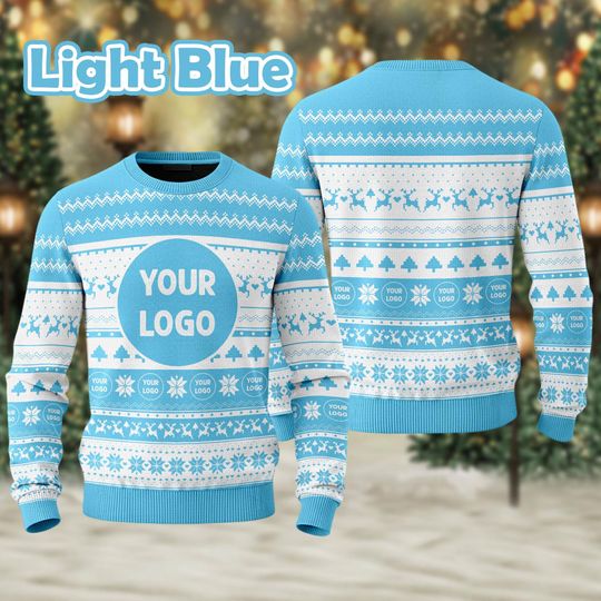 Custom Your Logo Ugly Sweater, Your Business Logo Brand Logo Front and Back Logo Sweatshirt - Image 15