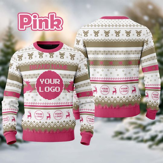 Custom Your Logo Ugly Sweater Your Business Logo Brand Name Front and Back Logo SweatShirt Your Design Here T - Image 16