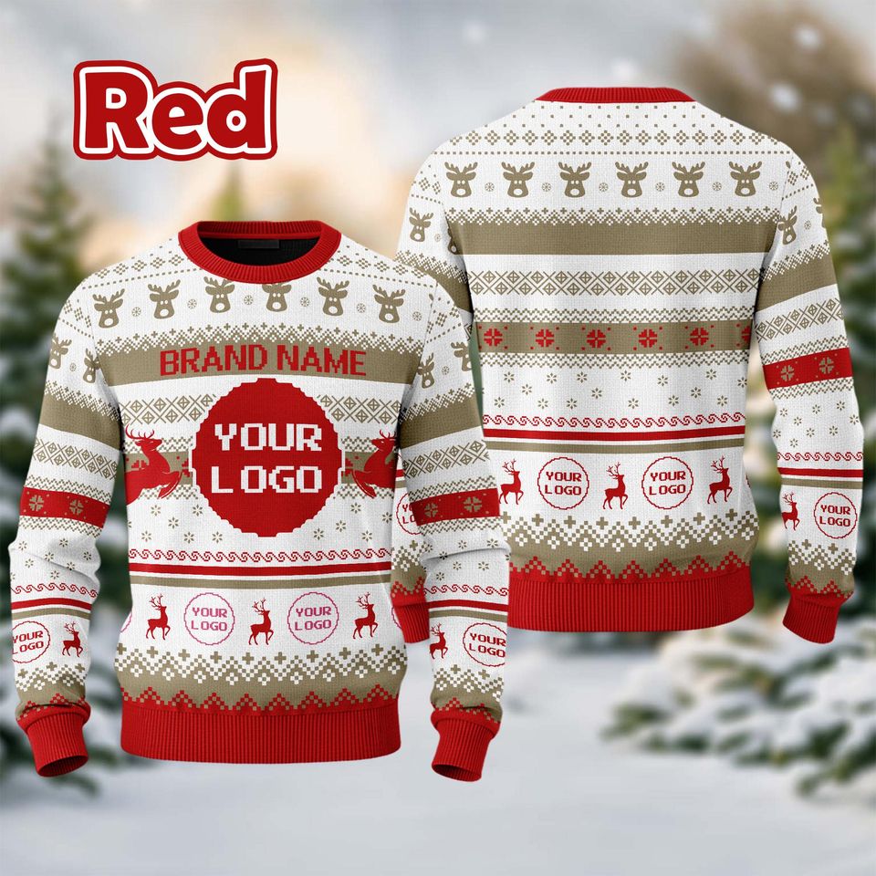 Custom Your Logo Ugly Sweater Your Business Logo Brand Name Front and Back Logo SweatShirt Your Design Here T - Image 4