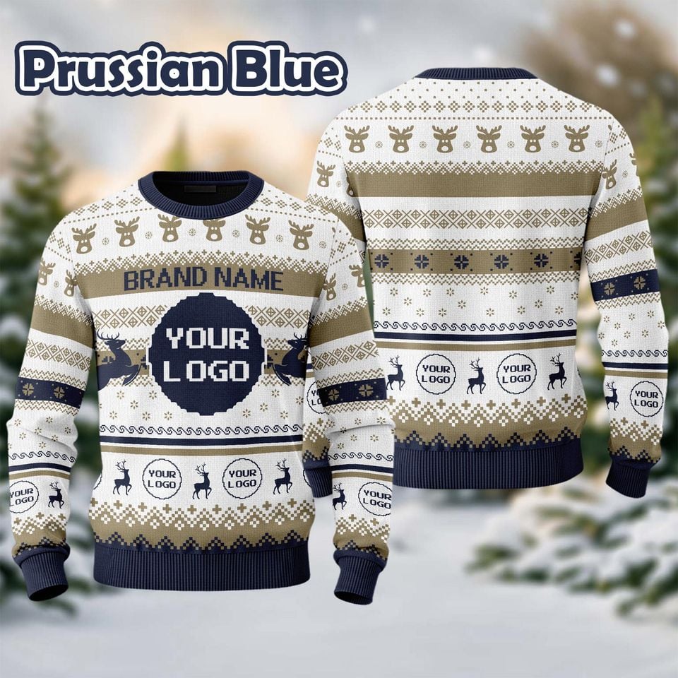 Custom Your Logo Ugly Sweater Your Business Logo Brand Name Front and Back Logo SweatShirt Your Design Here T - Image 3