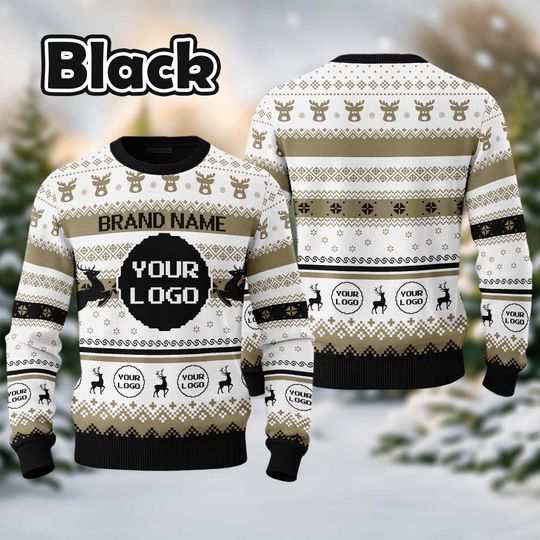 Custom Your Logo Ugly Sweater Your Business Logo Brand Name Front and Back Logo SweatShirt Your Design Here T - Image 10