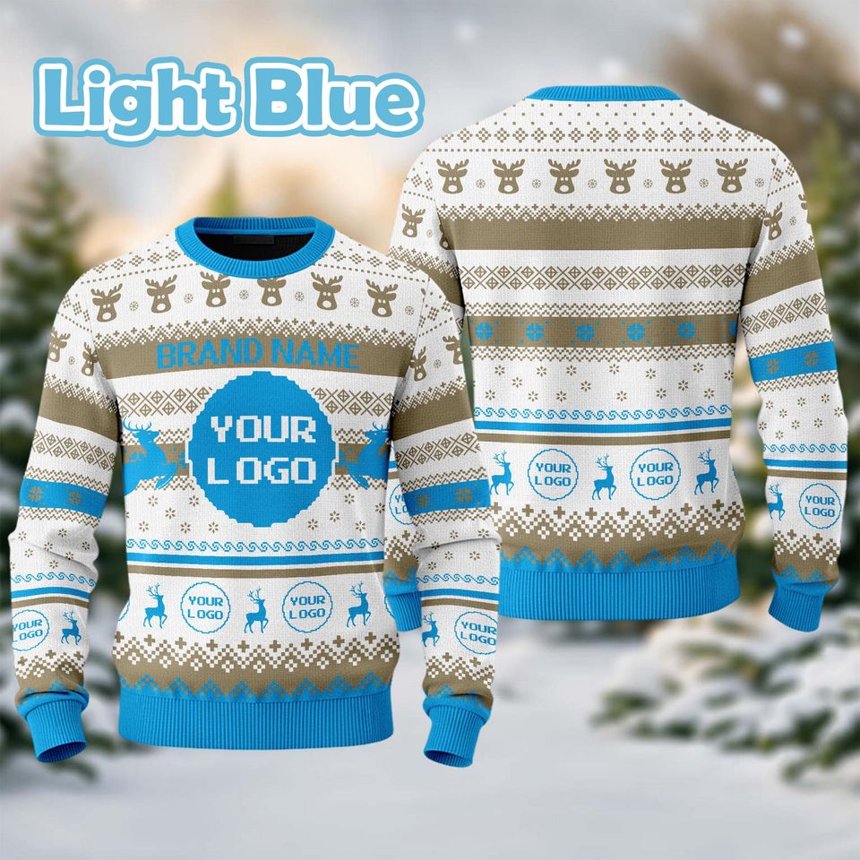 Custom Your Logo Ugly Sweater Your Business Logo Brand Name Front and Back Logo SweatShirt Your Design Here T - Image 7
