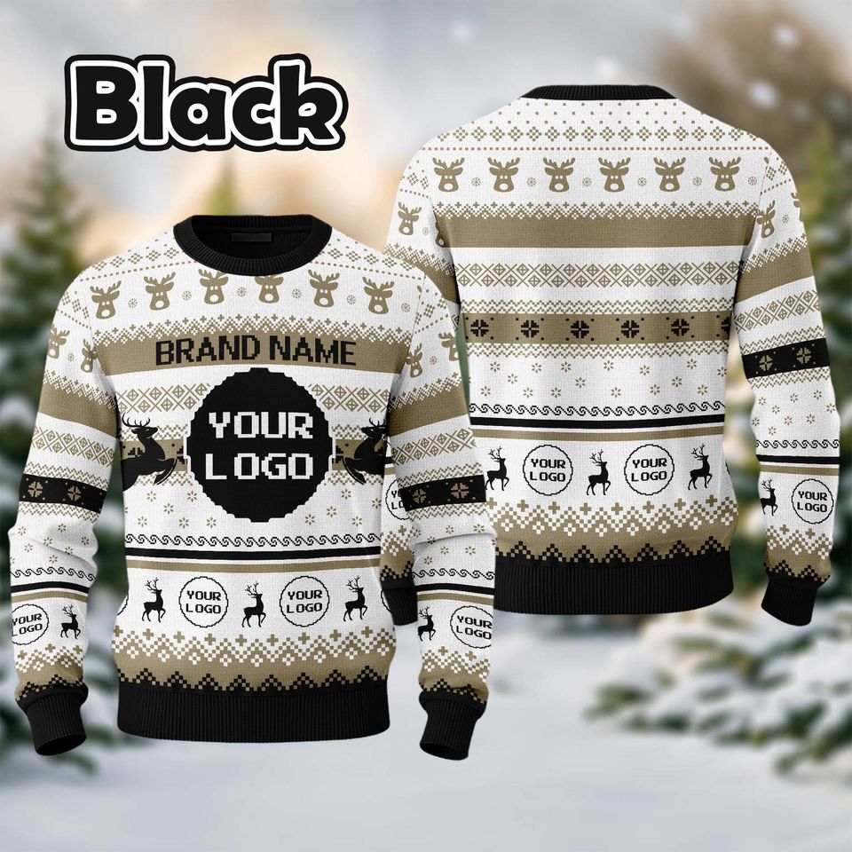 Custom Your Logo Ugly Sweater Your Business Logo Brand Name Front and Back Logo SweatShirt Your Design Here T