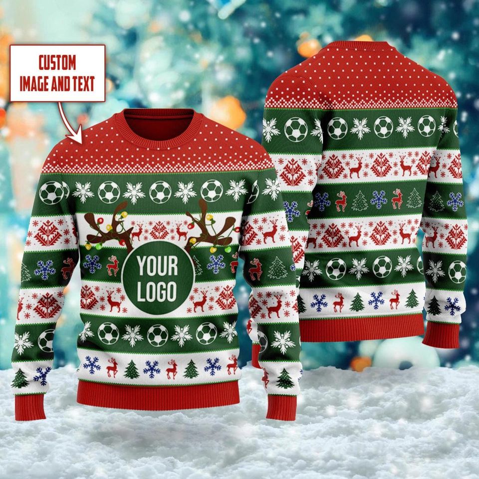 Custom Your Soccer Team Logo Ugly Christmas Sweater
