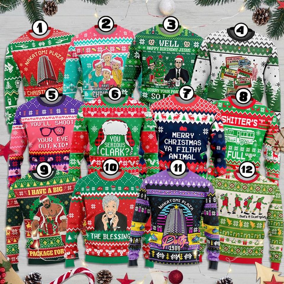 Custome Movie Ugly Christmas Sweater, Die Hard Ugly Christmas Sweater