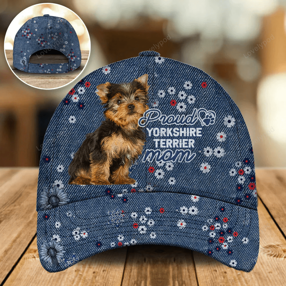 Customize Baseball Cap Hat With Pet Photo, Proud Yorkshire Terrier Mom Classic Cap Hat Trucker Hats Custom Hats Gifts For Men & Women