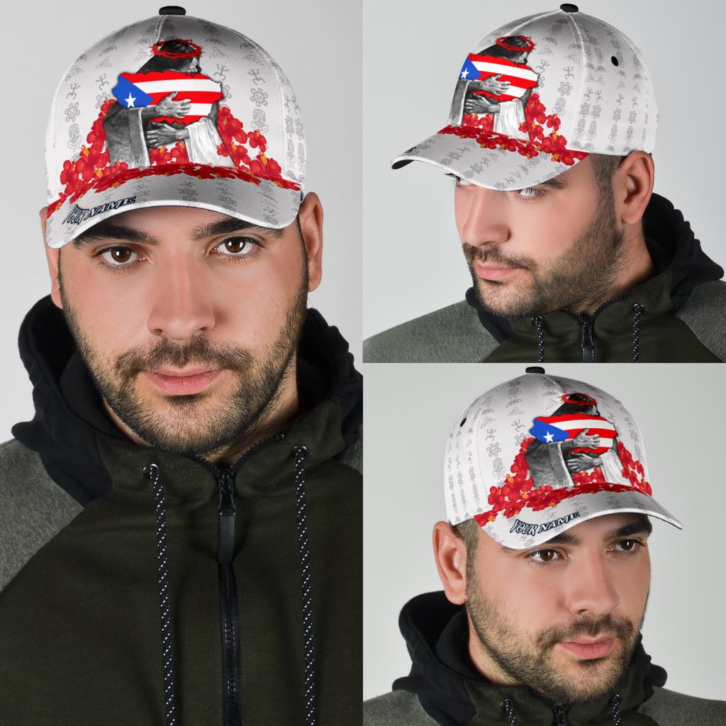 Customize Name Puerto Rico Classic Cap, Hibiscus Puerto Rican Cap Hat, Puerto Rico Gifts Trucker Hats Custom Hats Gifts For Men & Women