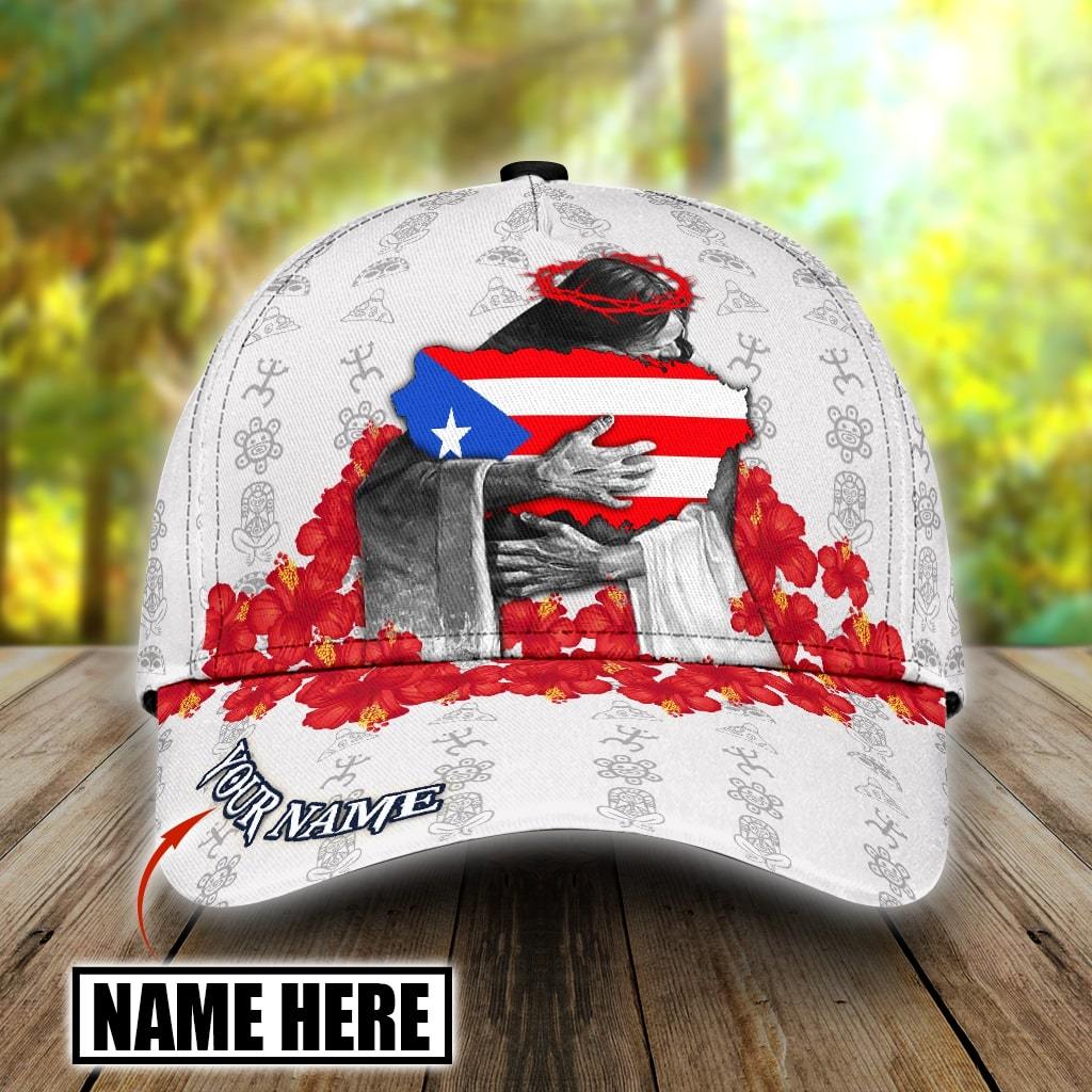 Customize Name Puerto Rico Classic Cap, Hibiscus Puerto Rican Cap Hat, Puerto Rico Gifts Trucker Hats Custom Hats Gifts For Men & Women