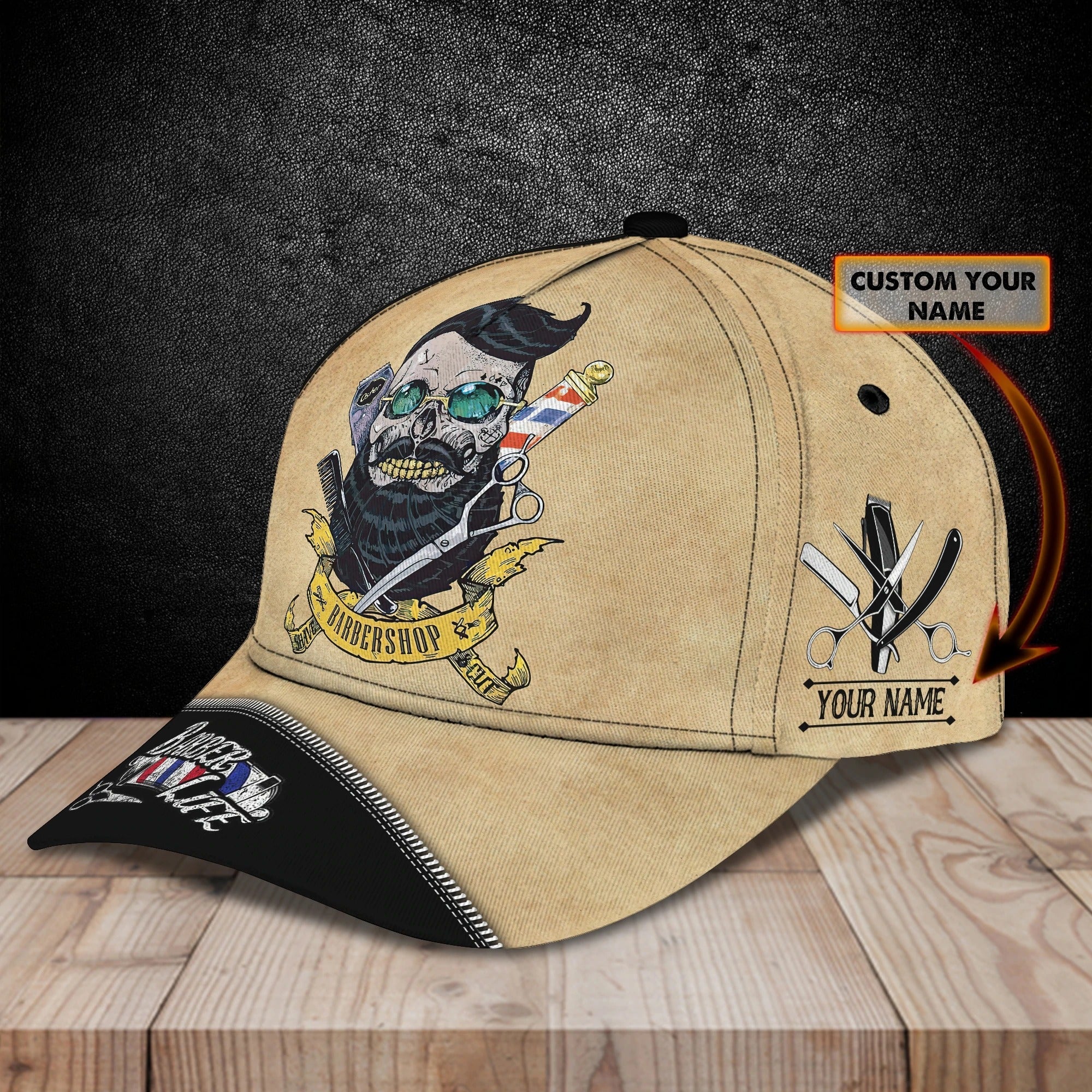 Customized 3D All Over Print Baseball Skull Barber Cap, Barber Skull Cap Hat, Cap For Barber Man Trucker Hats Custom Hats Gifts For Men & Women
