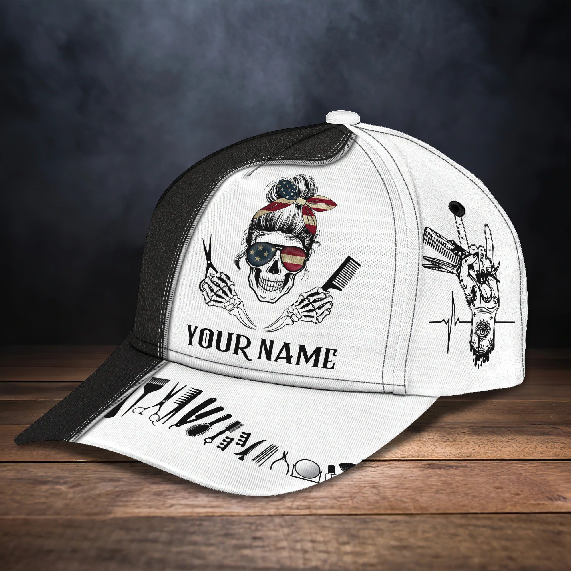 Customized 3D All Over Print Baseball Skull Barber Cap, Barber Skull Cap Hat, Cap For Barber Man Trucker Hats Custom Hats Gifts For Men & Women