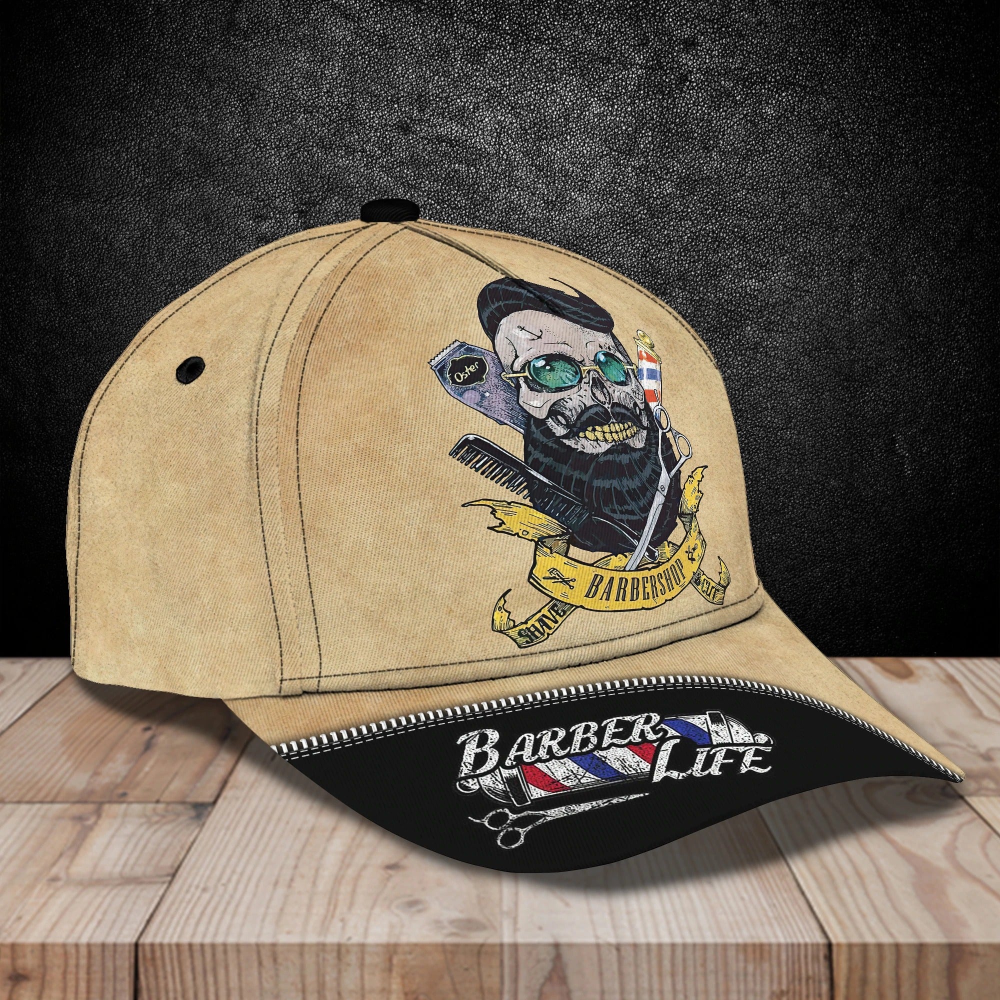 Customized 3D All Over Print Baseball Skull Barber Cap, Barber Skull Cap Hat, Cap For Barber Man Trucker Hats Custom Hats Gifts For Men & Women