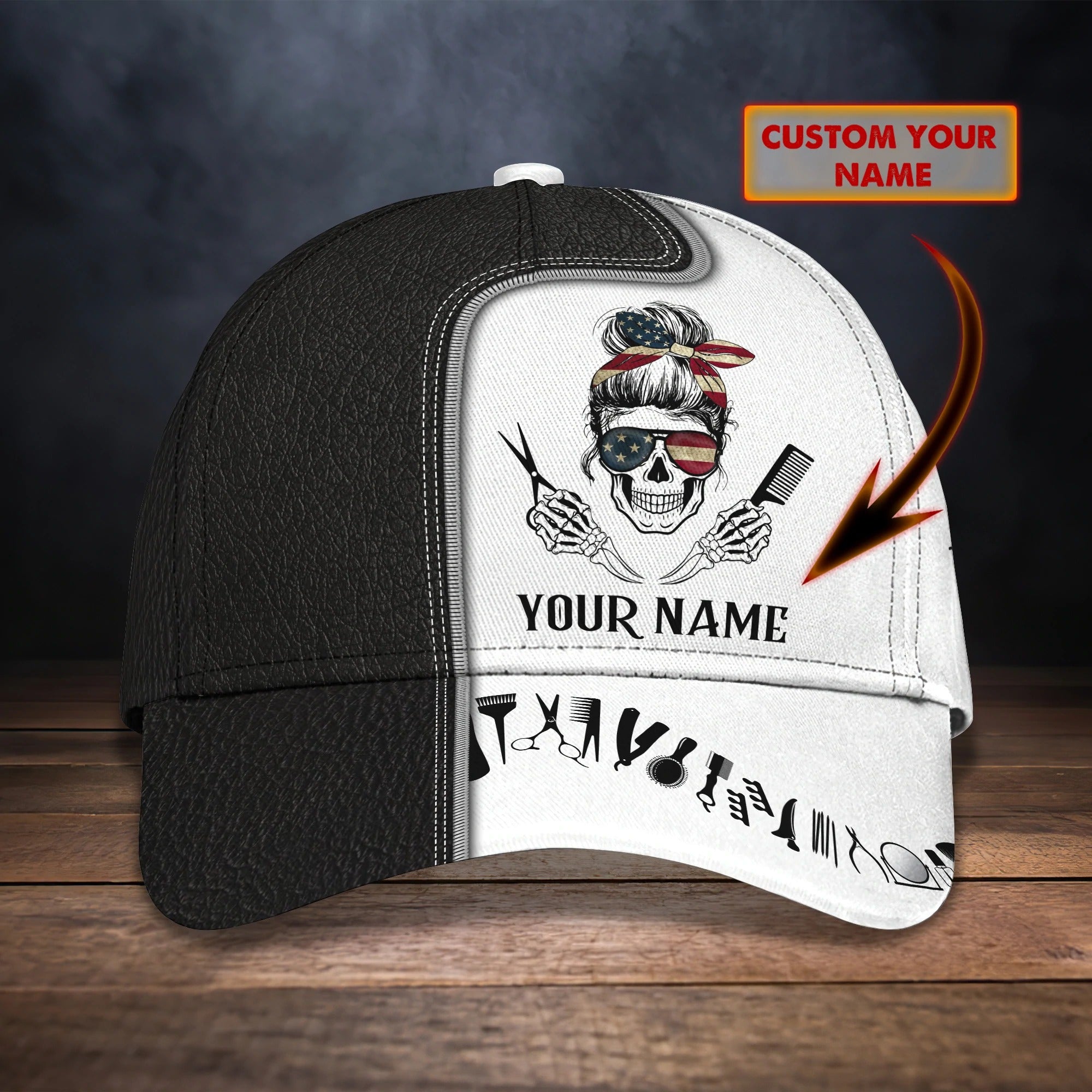 Customized 3D All Over Print Baseball Skull Barber Cap, Barber Skull Cap Hat, Cap For Barber Man Trucker Hats Custom Hats Gifts For Men & Women