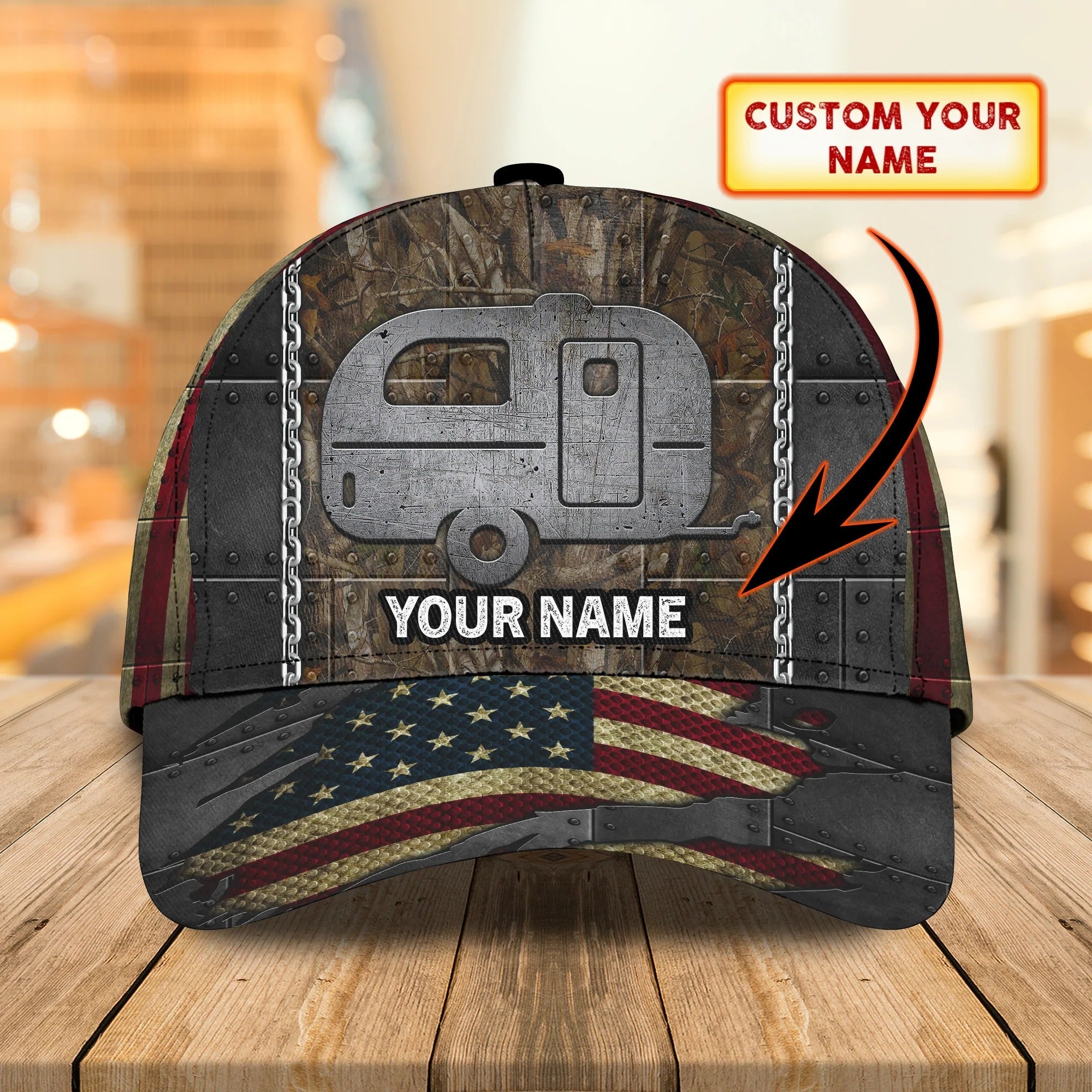 Customized 3D Full Printed Camping Caravan Cap Hat, Baseball Camping Cap Hat, Camp Cap Hat Trucker Hats Custom Hats Gifts For Men & Women