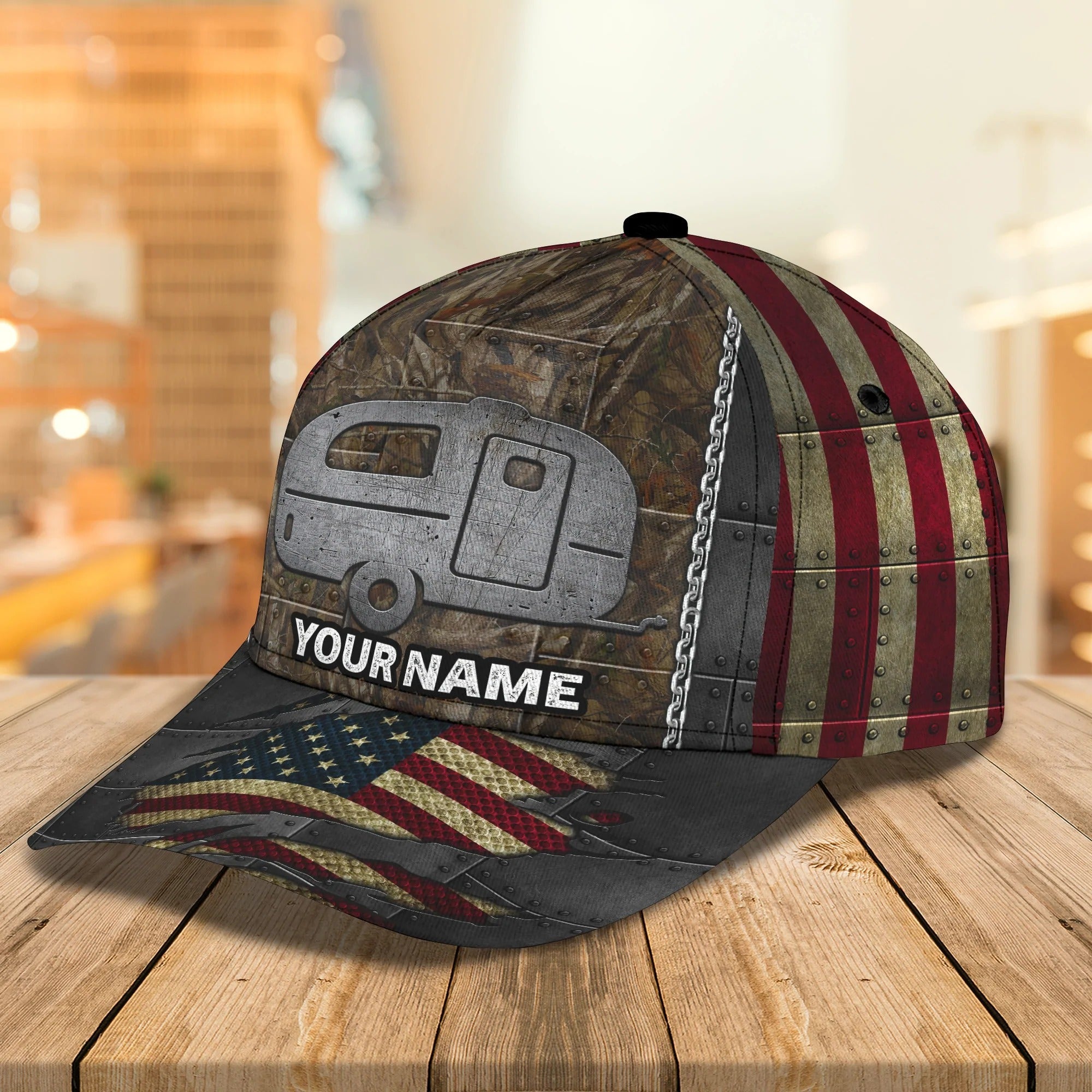 Customized 3D Full Printed Camping Caravan Cap Hat, Baseball Camping Cap Hat, Camp Cap Hat Trucker Hats Custom Hats Gifts For Men & Women