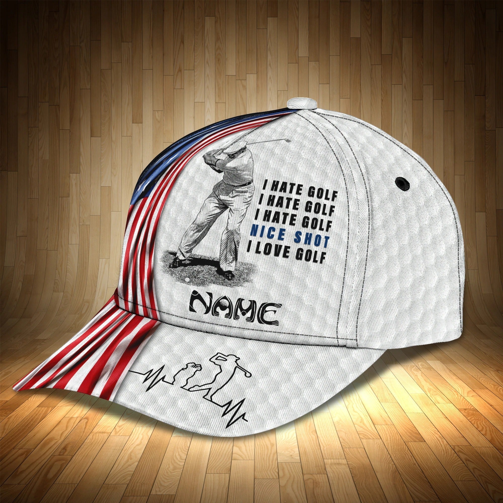 Customized 3D Full Printed Mens Golf Cap, Classic 3D Cap For Golfer, Nice Short I Love Golf Hat, Golf Cap Trucker Hats Custom Hats Gifts For Men & Women