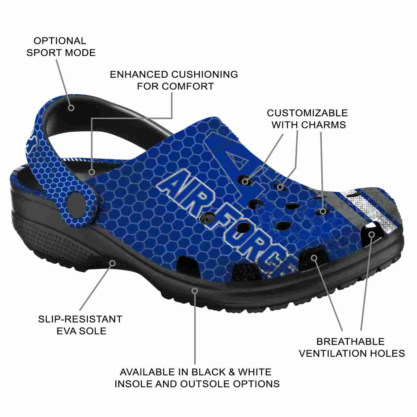 Customized Air Force Falcons Contrasting Stripes ClogTVC1801741 - Image 5