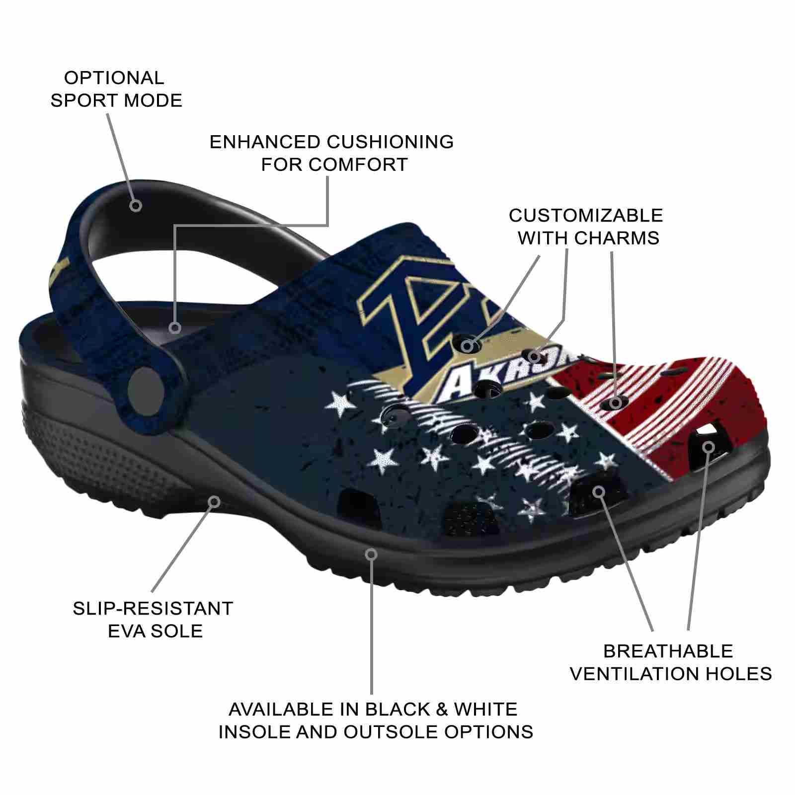Customized Akron Zips Star-Spangled Side Pattern ClogTVC1801740 - Image 5