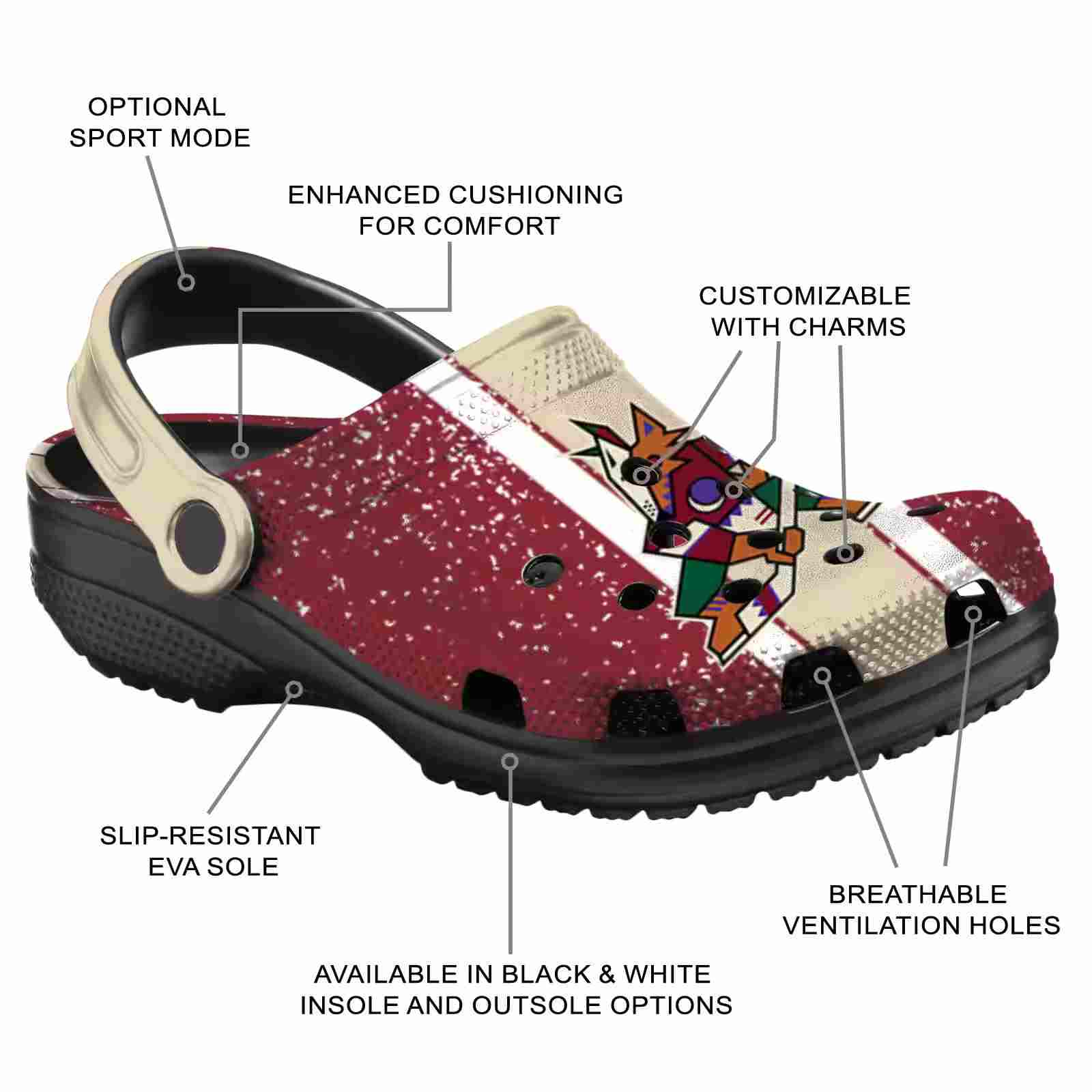 Customized Arizona Coyotes Vertical Stripes ClogTVC1801875 - Image 5