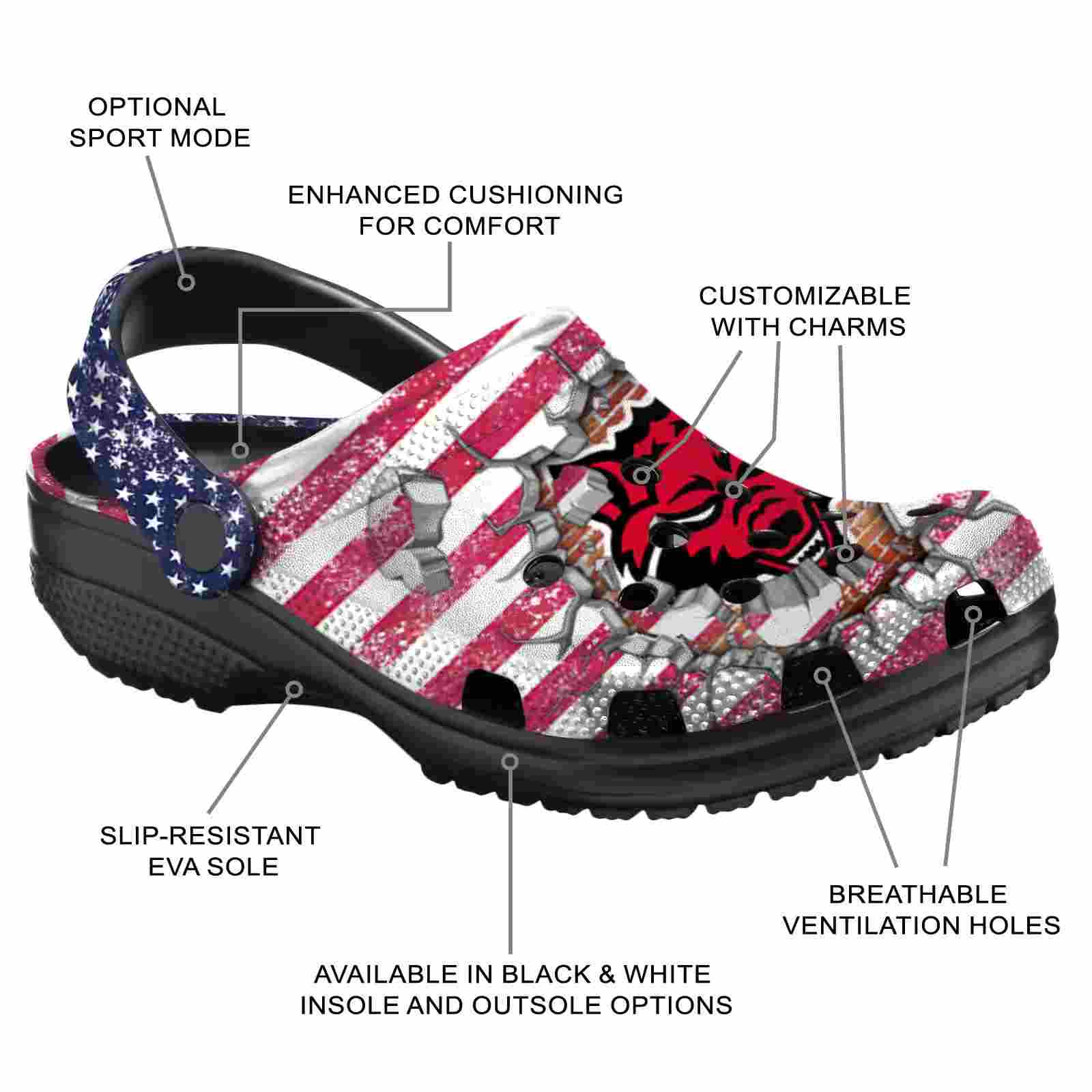 Customized Arkansas State Red Wolves Freedom Splinter ClogTVC1801809 - Image 5