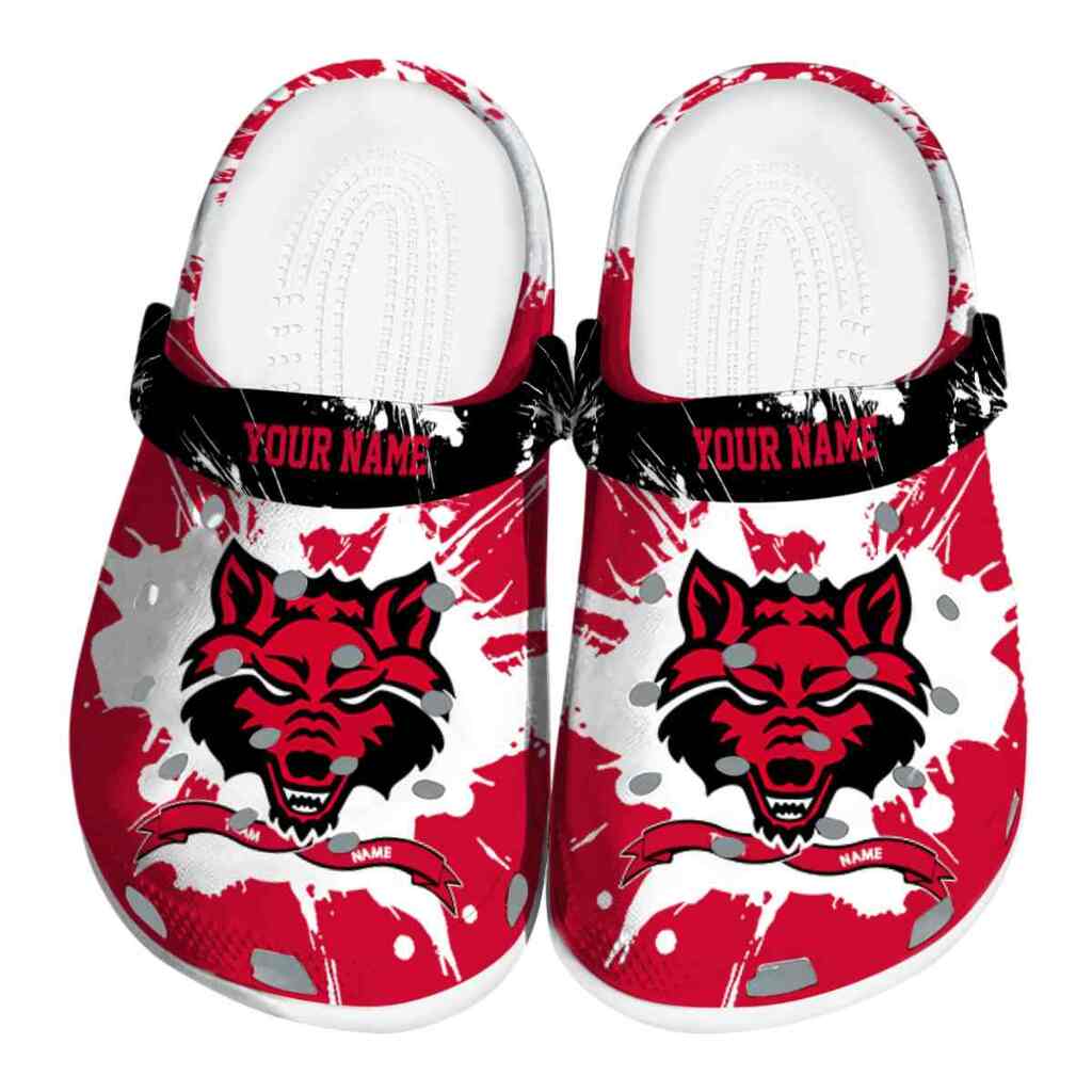 Customized Arkansas State Red Wolves Splatter Pattern ClogTVC1801742