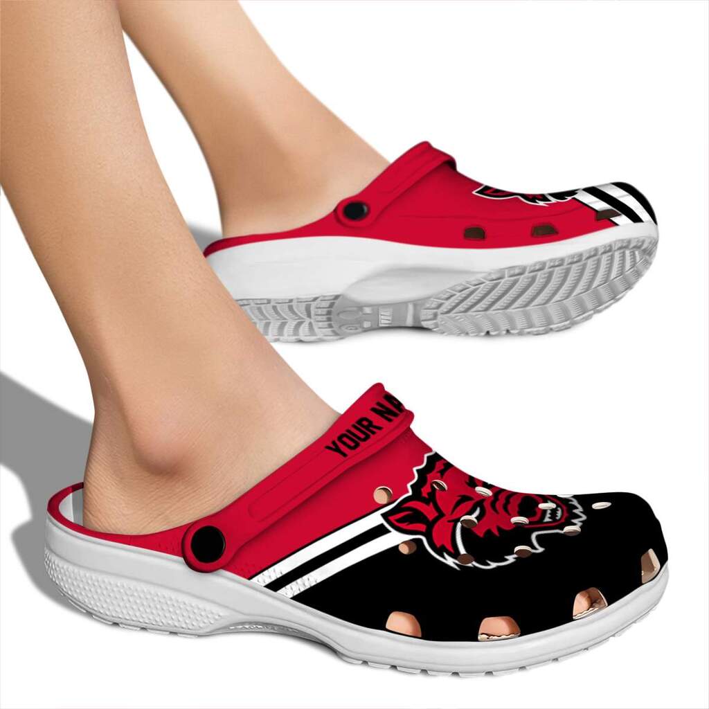 Customized Arkansas State Red Wolves Striped Accents ClogTVC1801835 - Image 2