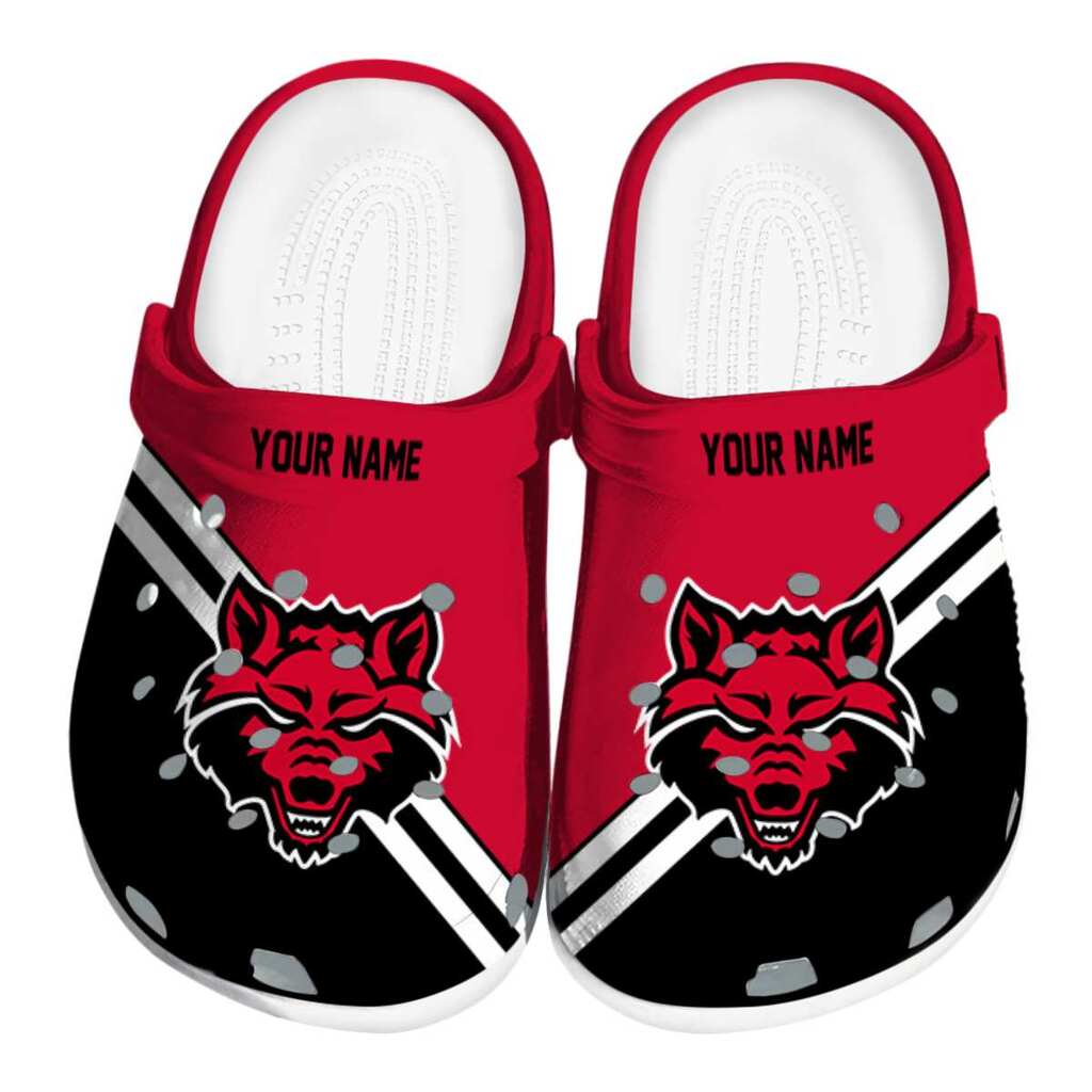 Customized Arkansas State Red Wolves Striped Accents ClogTVC1801835