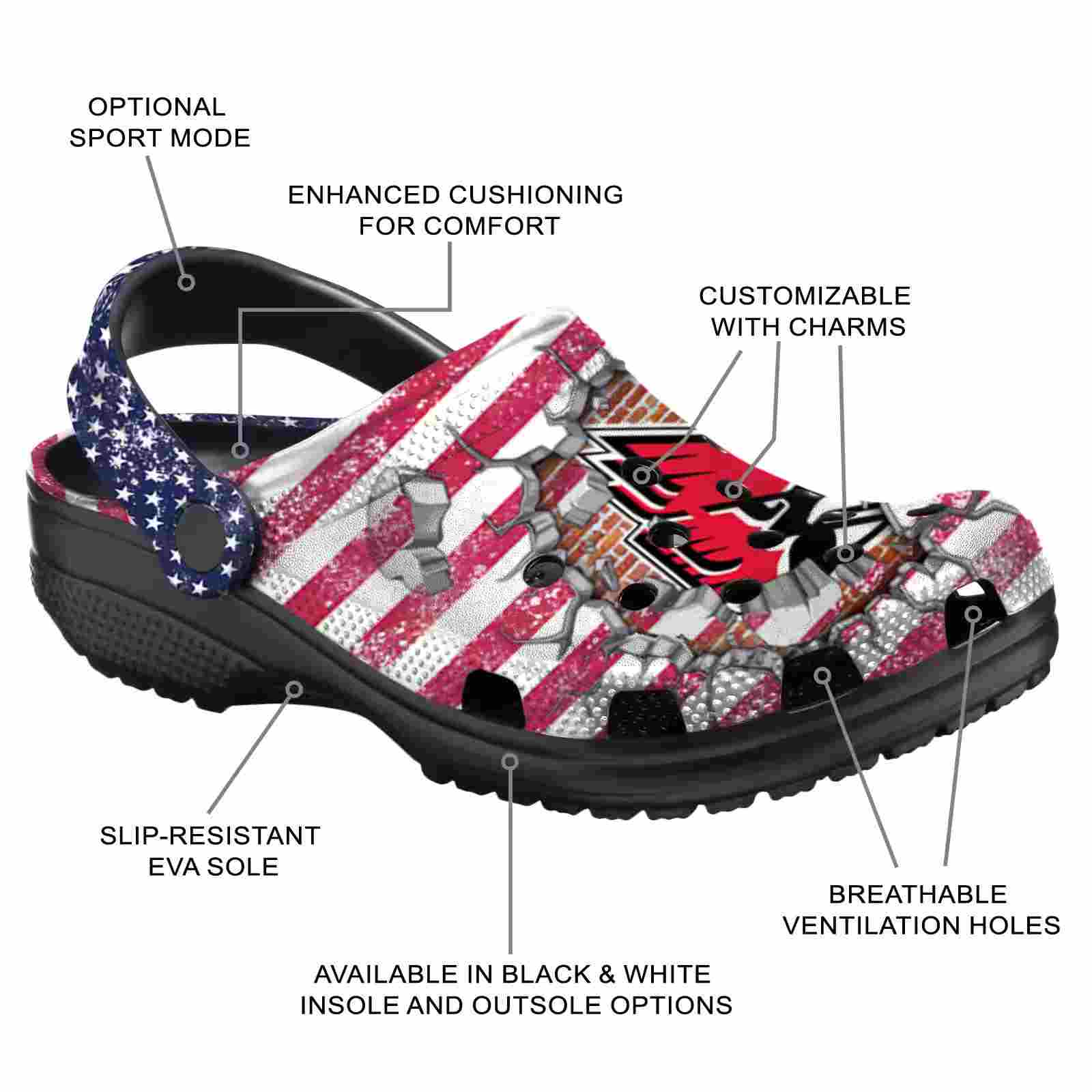 Customized Ball State Cardinals Freedom Splinter ClogTVC1801809 - Image 5