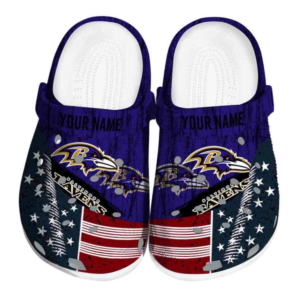 Customized Baltimore Ravens Star-Spangled Side Pattern ClogTVC1801983