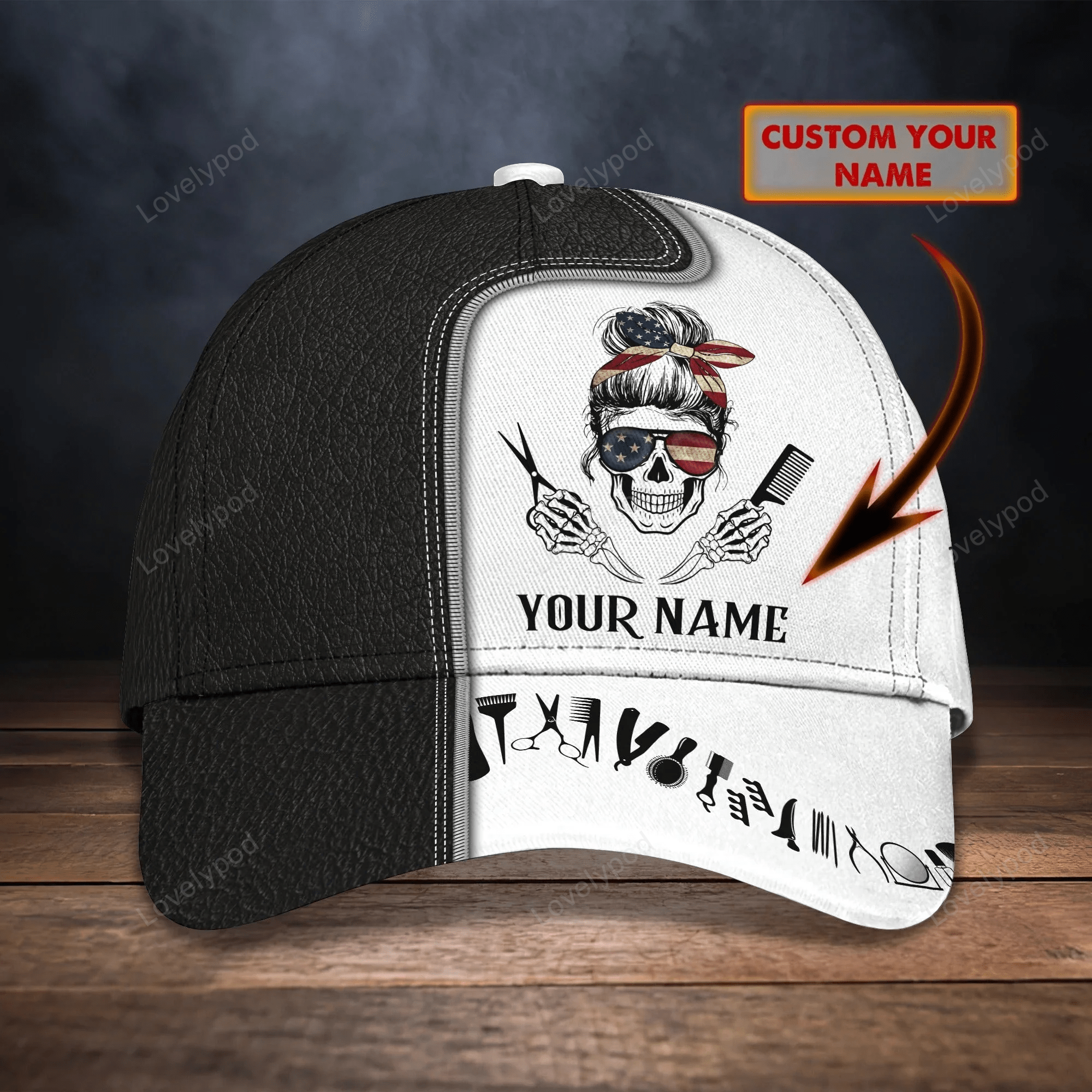 Customized Baseball Skull Barber Cap, Barber Skull Cap Hat, Cap For Barber Man Trucker Hats Custom Hats Gifts For Men & Women