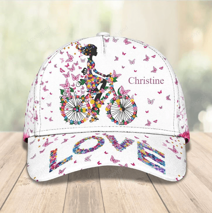 Customized Bicycle Girl Cap Butterfly Art Hat for Girl Summer Cap Trucker Hats Custom Hats Gifts For Men & Women