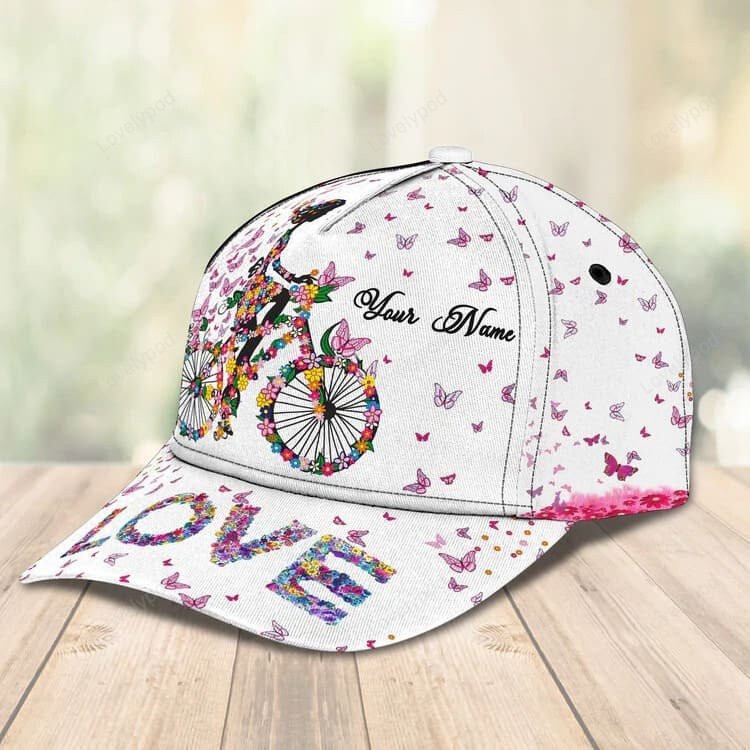 Customized Bicycle Girl Cap Butterfly Art Hat for Girl Summer Cap Trucker Hats Custom Hats Gifts For Men & Women