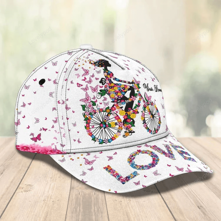 Customized Bicycle Girl Cap Butterfly Art Hat for Girl Summer Cap Trucker Hats Custom Hats Gifts For Men & Women
