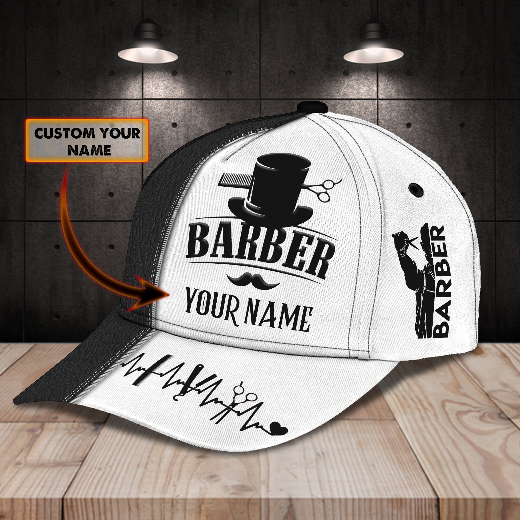 Customized Black And White Baseball Cap For A Barber Gift For Barber Trucker Hats Custom Hats Gifts For Men & Women