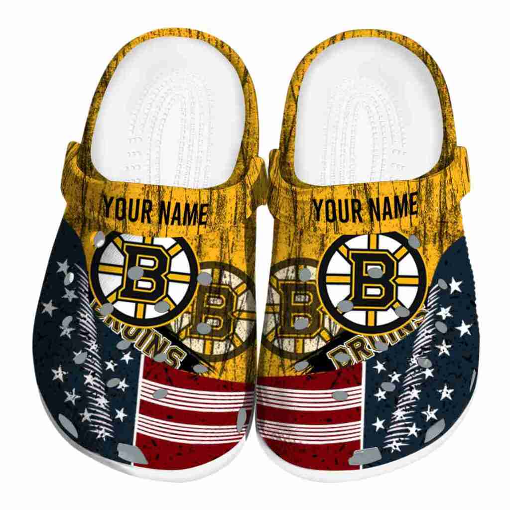 Customized Boston Bruins Star-Spangled Side Pattern ClogTVC1801859