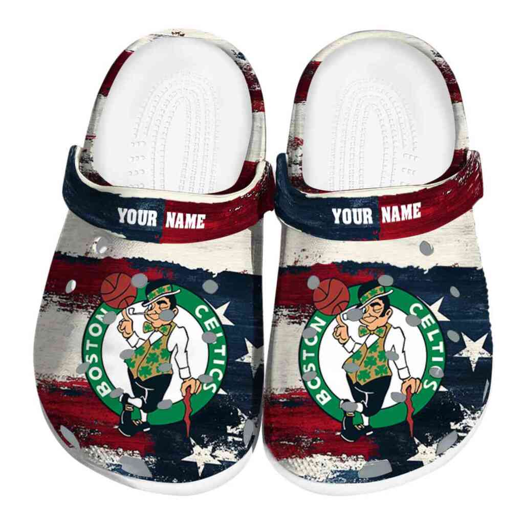 Customized Boston Celtics Patriotic Stripes ClogTVC1801914