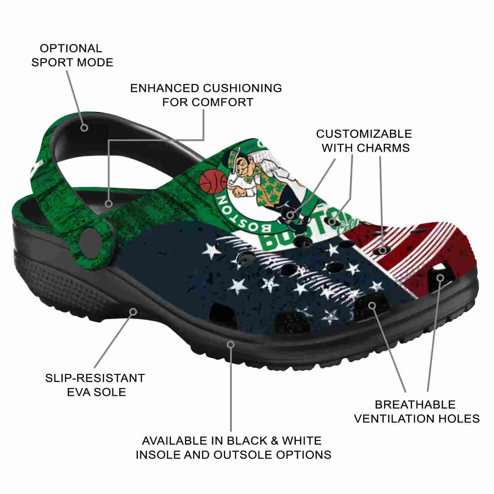 Customized Boston Celtics Star-Spangled Side Pattern ClogTVC1801913 - Image 5