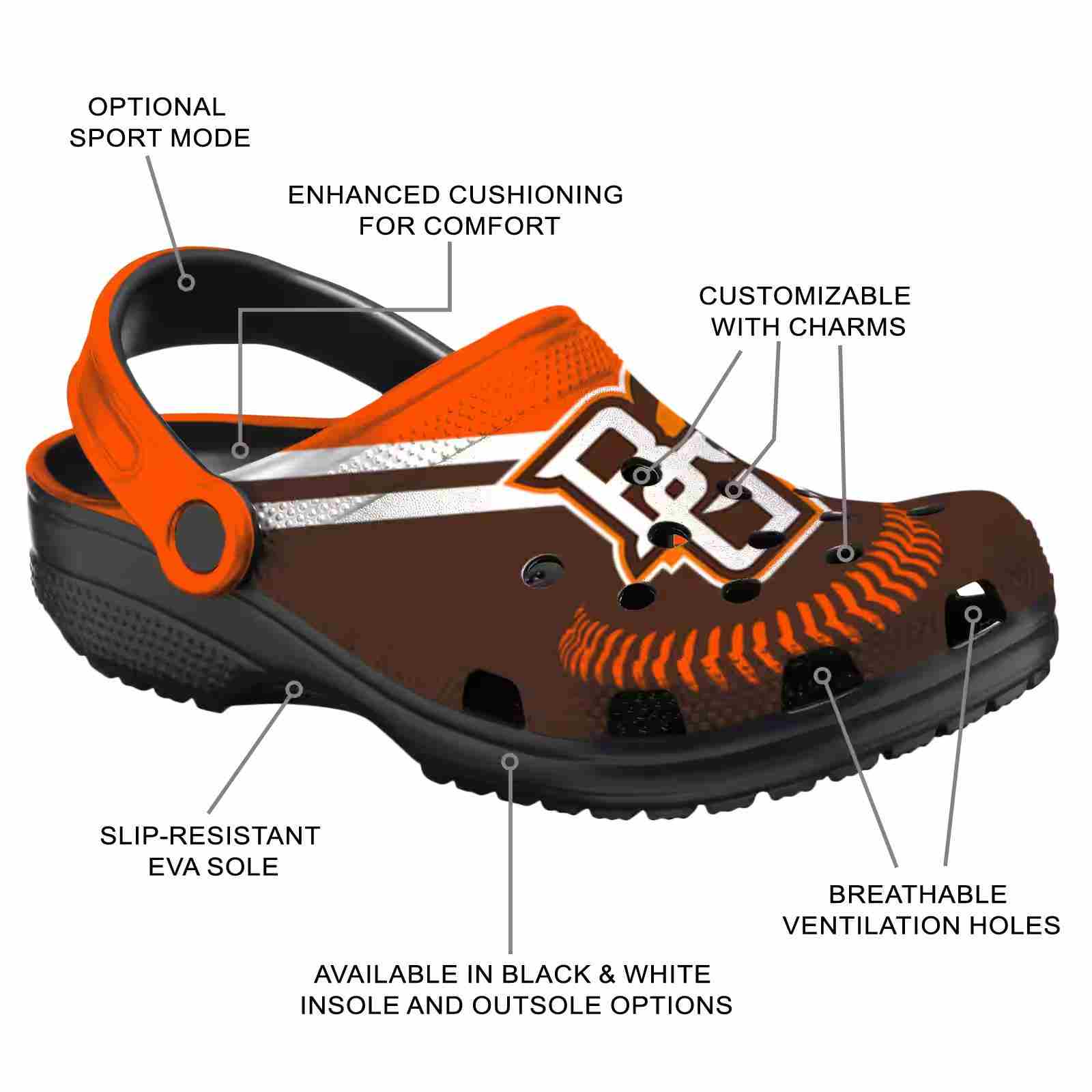 Customized Bowling Green Falcons Baseball Motif ClogTVC1801802 - Image 5