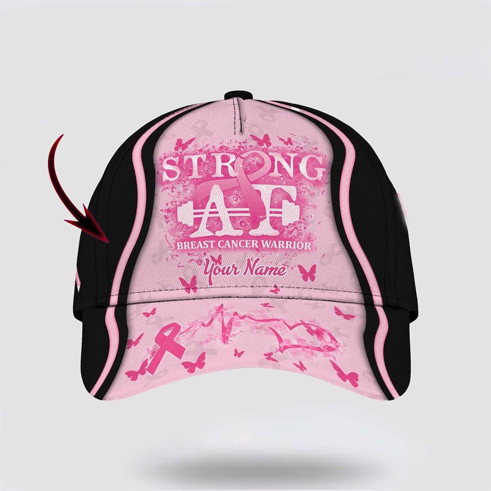 Customized Breast Cancer Awareness Strong AF Butterfly Printed Baseball Cap Trucker Hats Custom Hats Gifts For Men & Women