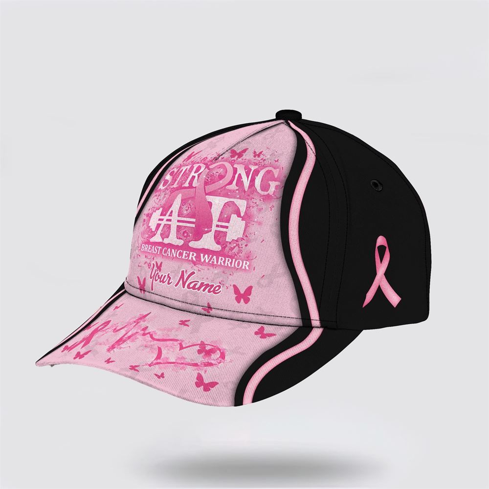 Customized Breast Cancer Awareness Strong AF Butterfly Printed Baseball Cap Trucker Hats Custom Hats Gifts For Men & Women